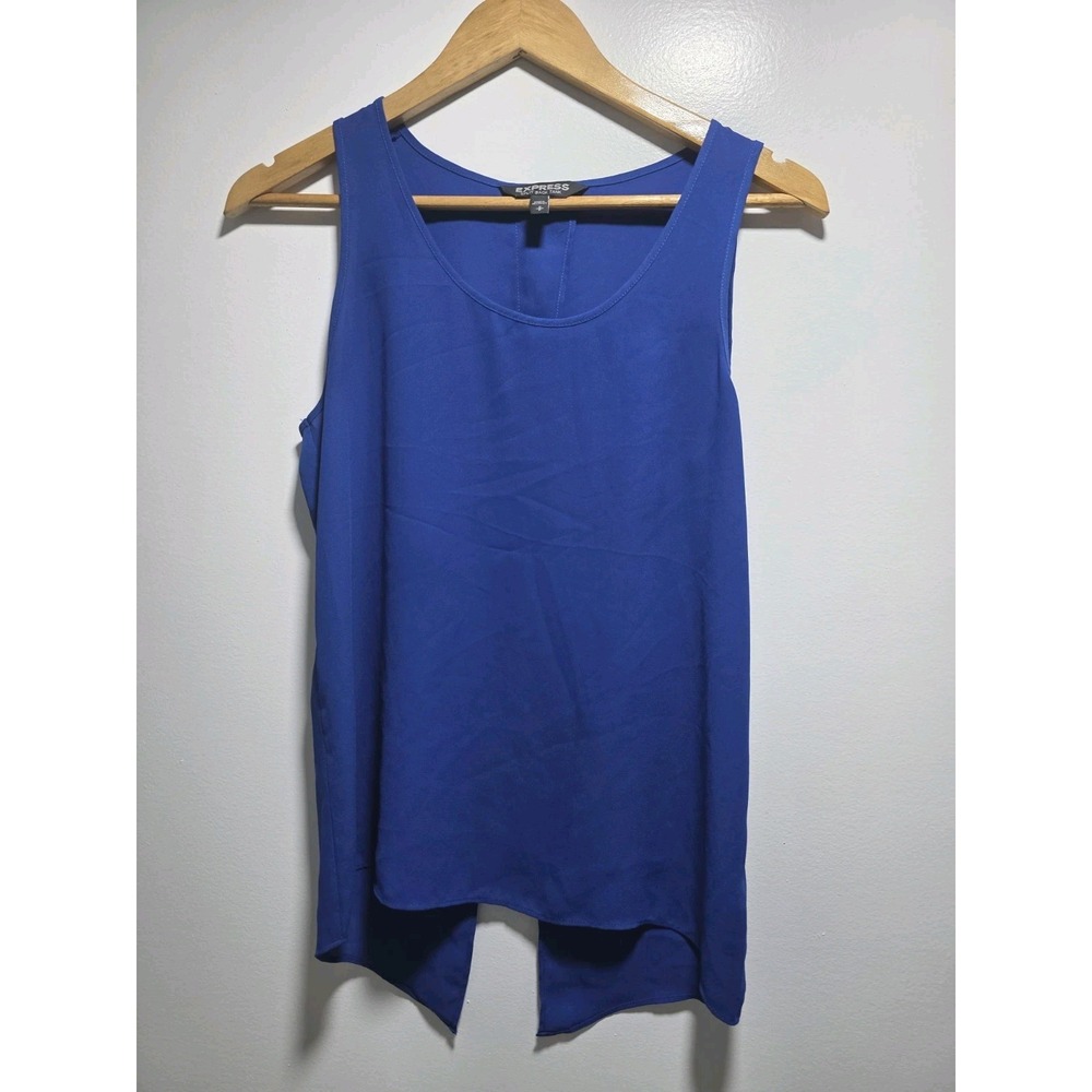 Express Women's Blouse Royal Blue Open Back And a High-low hem Size S Tank Top